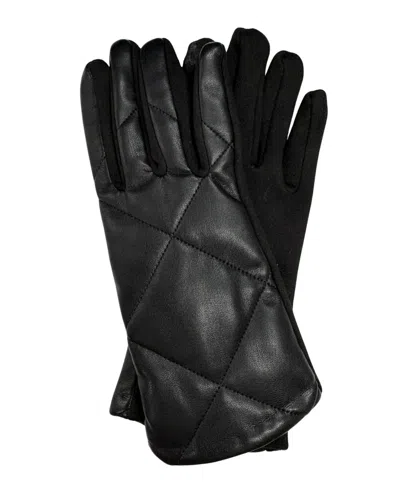 Marcus Adler Cross Stitch Leather Gloves In Black
