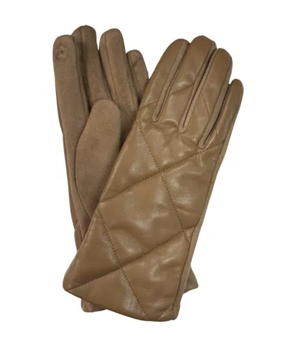 Marcus Adler Cross Stitch Leather Gloves In Tan