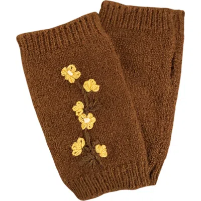 Marcus Adler Embroidered Floral Arm Warmers In Brown