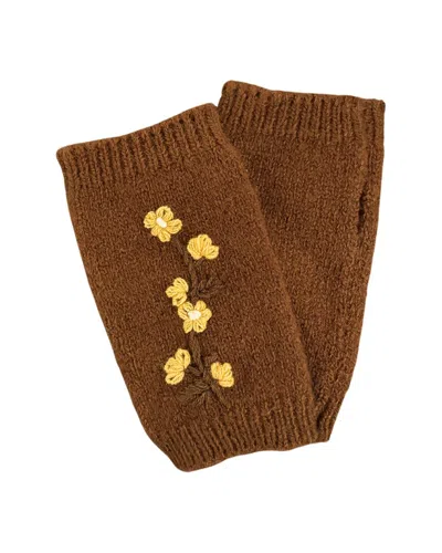 Marcus Adler Embroidered Flower Armwarmer In Brown