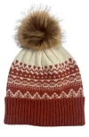 Marcus Adler Fair Isle Pompom Beanie In Aubergine