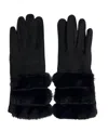 Marcus Adler Faux Fur Cuff Faux Suede Touchscreen Glove In Black