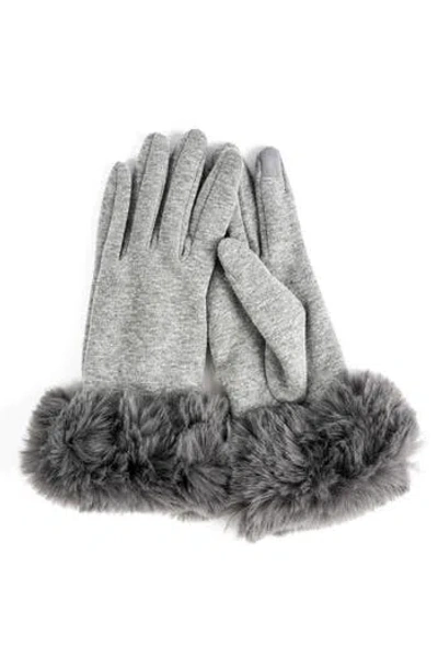 Marcus Adler Faux Fur Cuff Jersey Knit Gloves In Grey