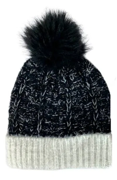 Marcus Adler Faux Fur Pom Beanie In Black