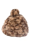 Marcus Adler Faux Fur Pompom Beanie In Brown