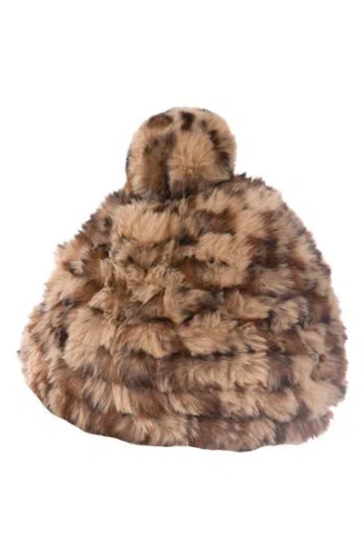 Marcus Adler Faux Fur Pompom Beanie In Brown