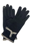 Marcus Adler Faux Fur Trim Fleece Touchscreen Gloves In Blue