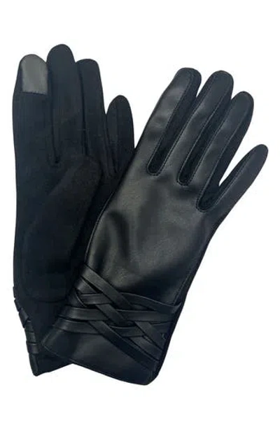 Marcus Adler Faux Leather Gloves In Black