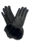 Marcus Adler Faux Leather Gloves With Faux Fur Cuff In Black