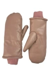 Marcus Adler Faux Leather Mittens In Brown