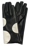 Marcus Adler Faux Leather Polka Dot Gloves In Black