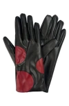 Marcus Adler Faux Leather Polka Dot Gloves In Black