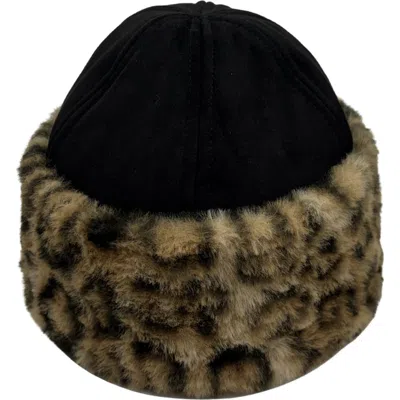 Marcus Adler Faux Suede & Faux Fur Beanie In Black