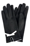 Marcus Adler Women's Faux Suede Bow Jersey Touchscreen Glove In Black