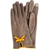Marcus Adler Faux Suede Bow Gloves In Brown