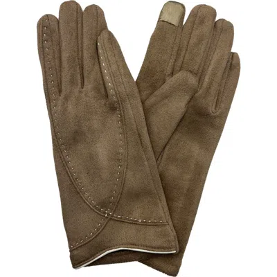 Marcus Adler Faux Suede Gloves In Brown