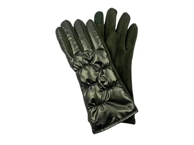 Marcus Adler Faux Suede Palm Puffer Gloves In Olive Green