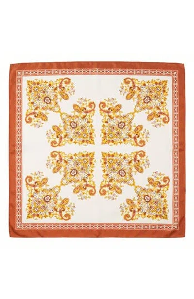 Marcus Adler Filigree Print Satin Scarf In White