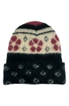 Marcus Adler Floral Cuffed Knit Beanie In Black