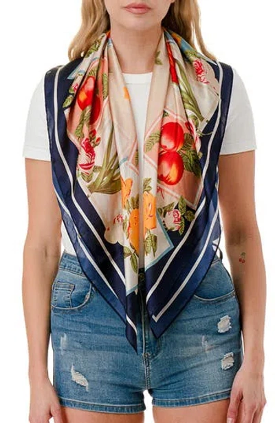 Marcus Adler Floral Satin Square Scarf In Multi