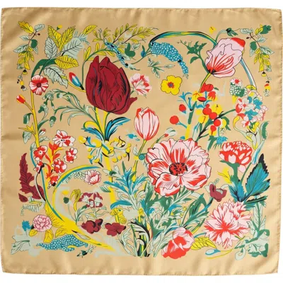 Marcus Adler Floral Satin Square Scarf In Neutral