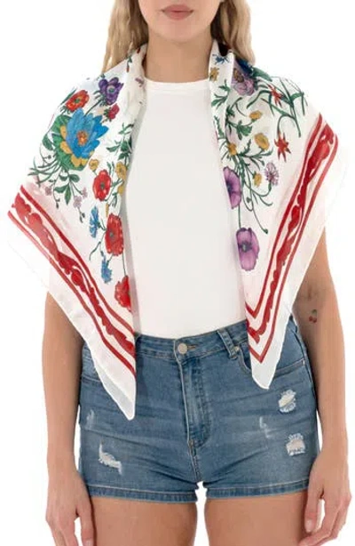 Marcus Adler Floral Satin Square Scarf In Multi