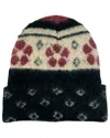 Marcus Adler Floral Cuffed Knit Beanie In Black