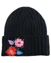 Marcus Adler Embroidered Flower Beanie In Black
