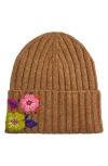 Marcus Adler Flower Embroidered Beanie In Brown