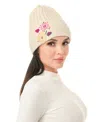 Marcus Adler Flower Embroidered Beanie In Ivory