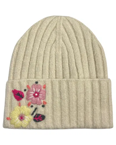 Marcus Adler Flower Embroidered Beanie In White