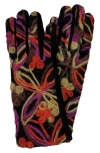 Marcus Adler Flower Print Knit Touchscreen Compatible Gloves In Black