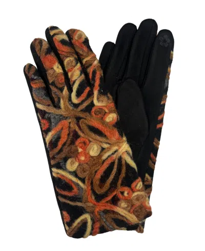 Marcus Adler Flower Yarn Print Glove In Brown