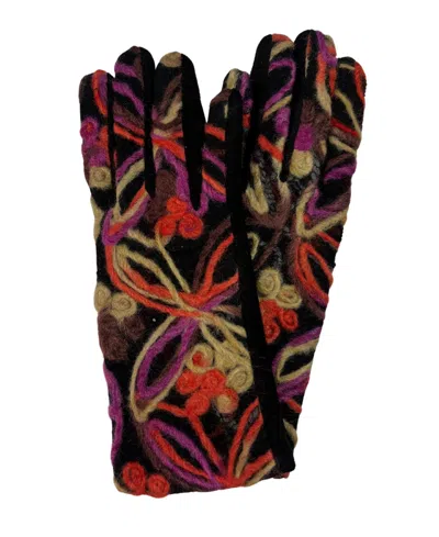 Marcus Adler Flower Yarn Print Glove In Brown