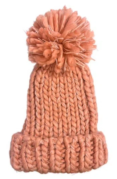 Marcus Adler Fluffy Pom Chunky Knit Beanie In Pink