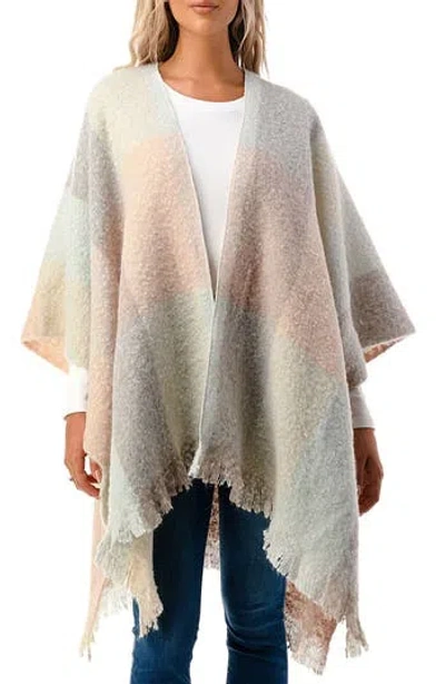 Marcus Adler Fringe Ombré Plaid Ruana In Blush
