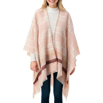 Marcus Adler Fringe Plaid Ruana In Ivory