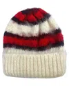 Marcus Adler Fuzzy Hair Stripe Beanie In White