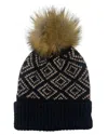 Marcus Adler Faux Fur Pompom Geo Knit Beanie In Black