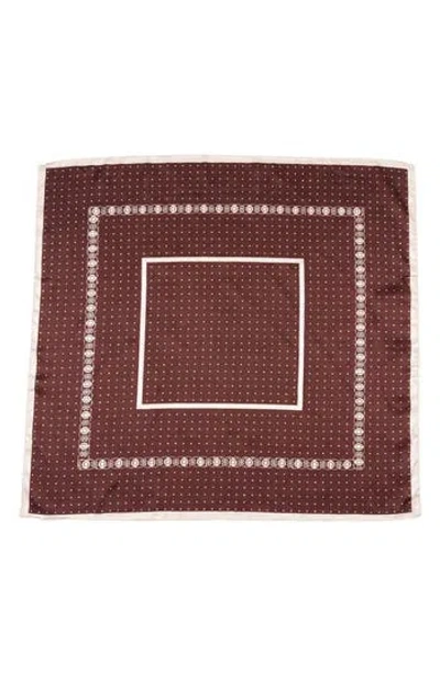 Marcus Adler Geometric Print Satin Scarf In Brown