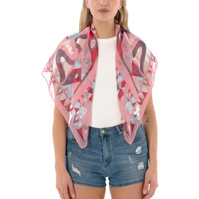 Marcus Adler Geometric Print Square Scarf In Pink