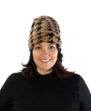 Marcus Adler Houndstooth Cuff Beanie In Camel