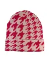 Marcus Adler Houndstooth Cuff Beanie In Pink