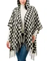 Marcus Adler Hooded Houndstooth Ruana Scarf In Black