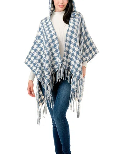 Marcus Adler Houndstooth Hooded Ruana In Blue