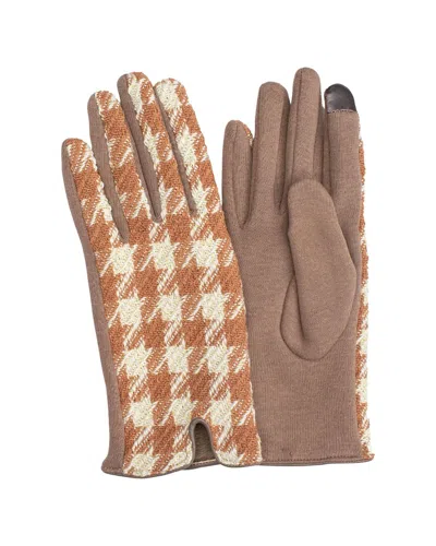 Marcus Adler Houndstooth Jersey Gloves In Gold