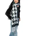 Marcus Adler Houndstooth Fringe Scarf In Black