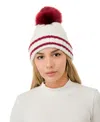 Marcus Adler Knit Pom Varsity Beanie In Burgundy
