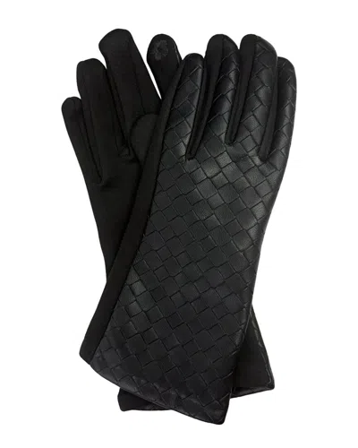Marcus Adler Knit Sleeve Vegan Leather Tech Glove In Black