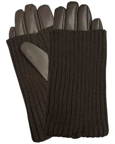 Marcus Adler Knit Sleeve Vegan Leather Tech Glove In Brown